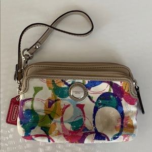 Coach double zip wristlet